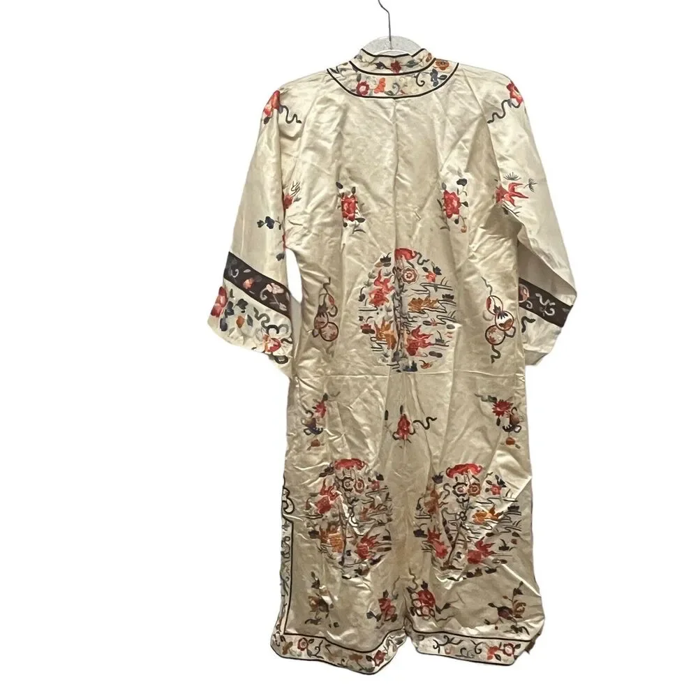 Chinese Silk Robe Qing Dynasty Antique Koi Fish Embroidered Brought US WWII Era